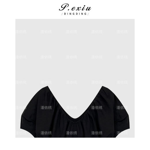 04-3潘依绣丁丁宠粉法式泡泡袖褶皱短袖连衣裙Q19381 商品图2