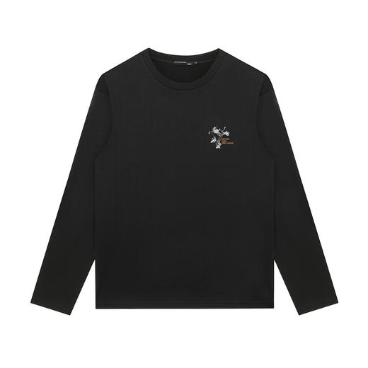 GXG男装【100%棉】26春季时尚复古纹理方框圆领休闲男式长袖T恤K&C 商品图1