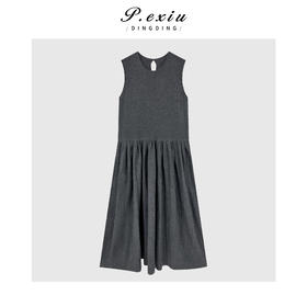 04-3潘依绣丁丁宠粉赫本风气质显瘦圆领无袖连衣裙Q1242