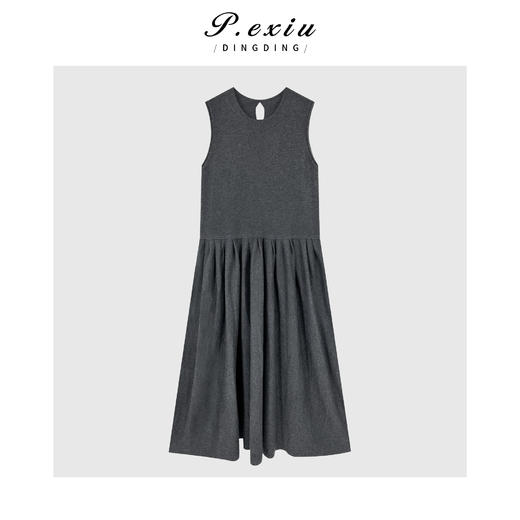 04-3潘依绣丁丁宠粉赫本风气质显瘦圆领无袖连衣裙Q1242 商品图0