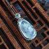 【天然正品】A货翡翠AU750白金镶钻镶天然细腻木那雪花棉白色冰种如意（万事如意）翡翠吊坠项链31.5*14.8*7.9MM（皆取最大值）190126NJS22 商品缩略图4