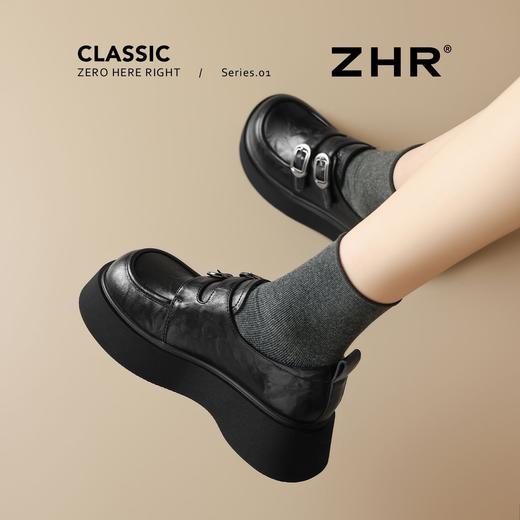 ZHR搭扣魔术贴厚底鞋2026新款英伦单鞋复古乐福鞋百搭圆头小皮鞋 商品图7