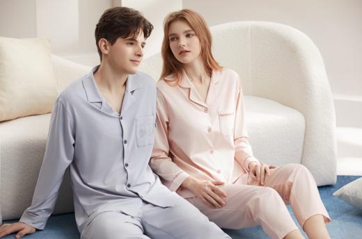 【7.5折限时特惠】【主推款】【秀黛】女翻领纯色长袖套装臻丝棉细腻不易皱撞色显白女春秋睡衣家居服【有3XL】W1551011T【门店同款】 商品图7