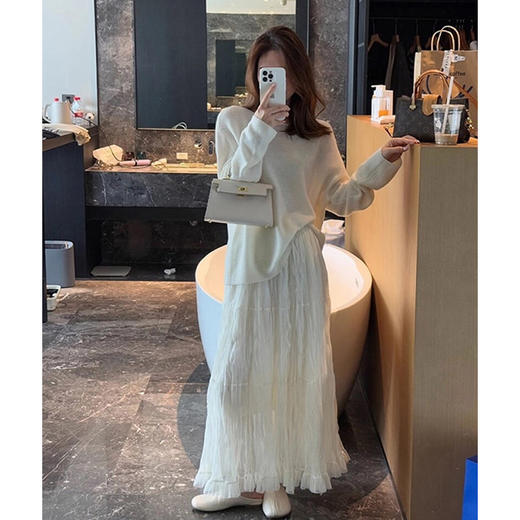 简约净色气质百褶长半裙-纪念日百货门店同款169445646 商品图7