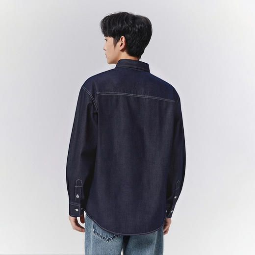 GXG男装26春季时尚翻领复古简约牛仔外套通勤男式长袖休闲衬衫K&C 商品图1