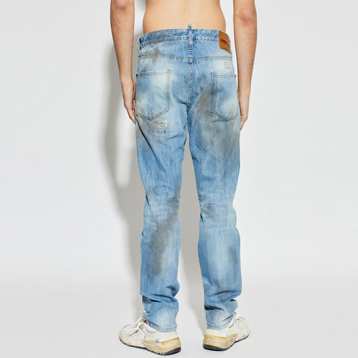 DSQUARED2 男士字母徽标贴片做旧牛仔裤 蓝色 S74LB1917 D30011 470 商品图2