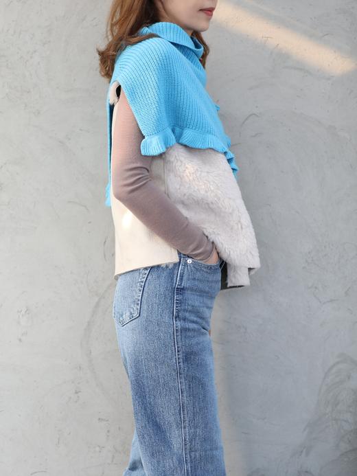 TYNVIE 荷叶边高领针织斗篷-亮蓝色 商品图7