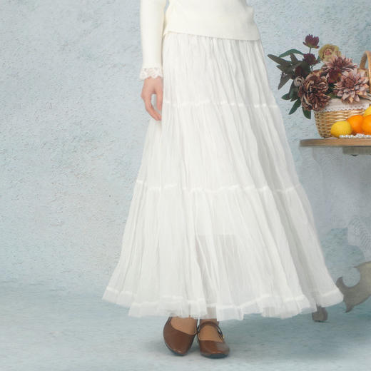 简约净色气质百褶长半裙-纪念日百货门店同款169445646 商品图0