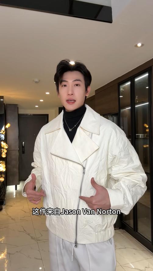 SDSA男士春夏新款痞帅男装时尚纯色褶皱斜拉链翻领夹克外套百搭 商品图0