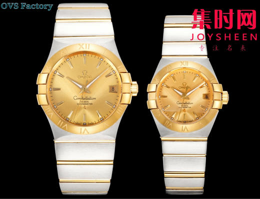 经典传承，卓越新生——欧米茄OVS星座情侣系列 情侣机械腕表 对版摆轮带砝码螺丝 双T黑摆轮 表盘尺寸：男款38mm 女款27mm 商品图1