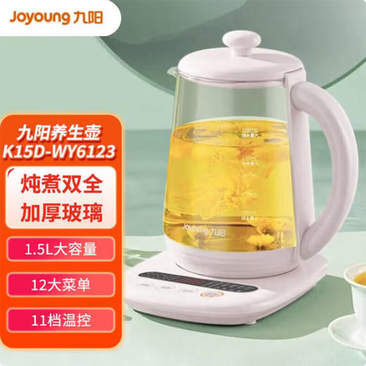 九阳（Joyoung）1.5L养生壶 煮茶器 煮茶壶电热水壶 热水壶 烧水壶 迷你玻璃花茶壶 煎药壶 K15D-WY6123 商品图0