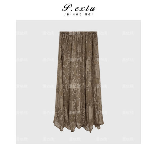 04-3潘依绣丁丁宠粉高级感复古印花半身裙Q18392 商品图1