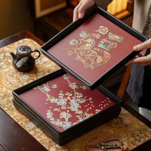 故宫红方形梅花干泡茶盘，新中式家用创意壶承，泡茶盘 托盘 茶台 商品图7