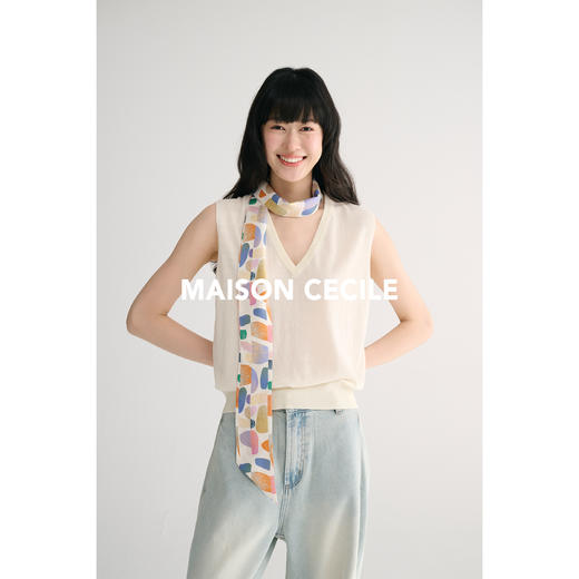 MAISON CECILE 独家定制图案/桑蚕丝双层印花多用途长款飘带/腰带 商品图3