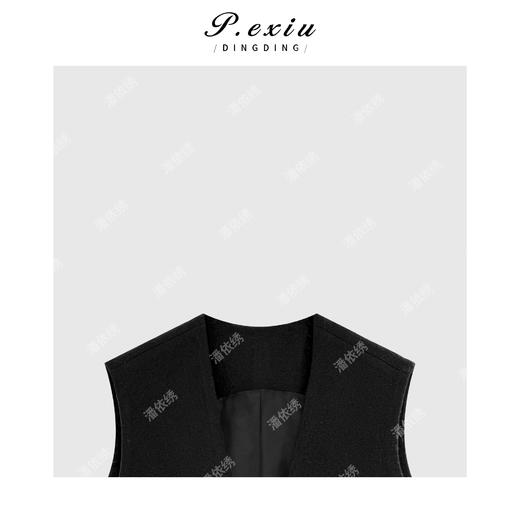 04-3潘依绣丁丁宠粉羊毛人丝赫本风气质高级感腰带V领无袖连衣裙Q85591 商品图2