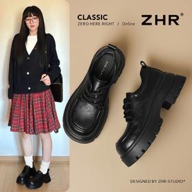 ZHR则则厚底增高小皮鞋2026新款系带乐福鞋英伦百搭单鞋软底女鞋