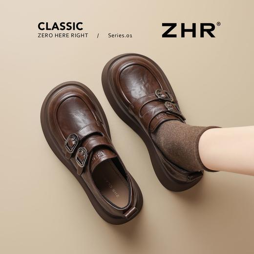 ZHR搭扣魔术贴厚底鞋2026新款英伦单鞋复古乐福鞋百搭圆头小皮鞋 商品图9