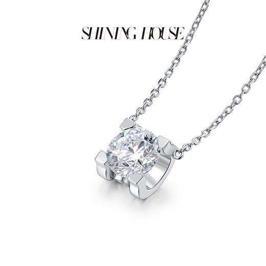 【预售】ShiningHouse[培育] 18k金钻石项链 圆钻形1克拉钻人工真钻人造钻石K金项链可调节简约四爪钻石项链牛头款钻石项链悦己送礼臻选【此商品不支持7天无理由退货退款】预计3日发货 商品图2