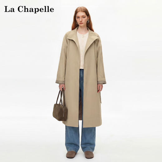 天猫同步【松弛高级感】拉夏贝尔/La Chapelle英伦风垂感宽松显瘦风衣外套通勤休闲立领大衣 商品图3