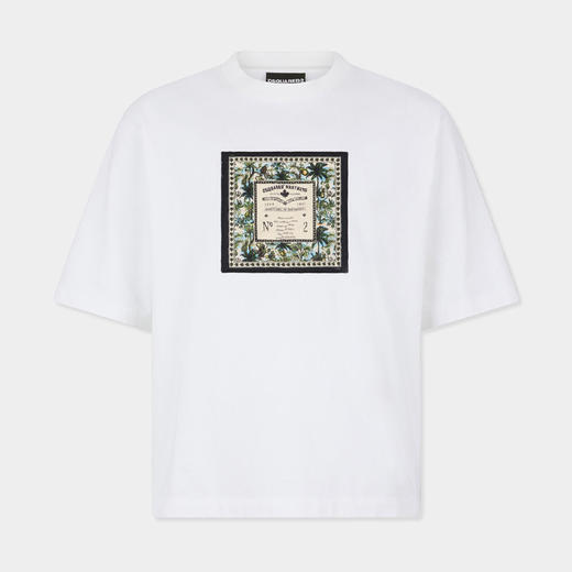 DSQUARED2 男士徽标印花棉质圆领短袖T恤 白色 S74GD1557 D20106 964 商品图0