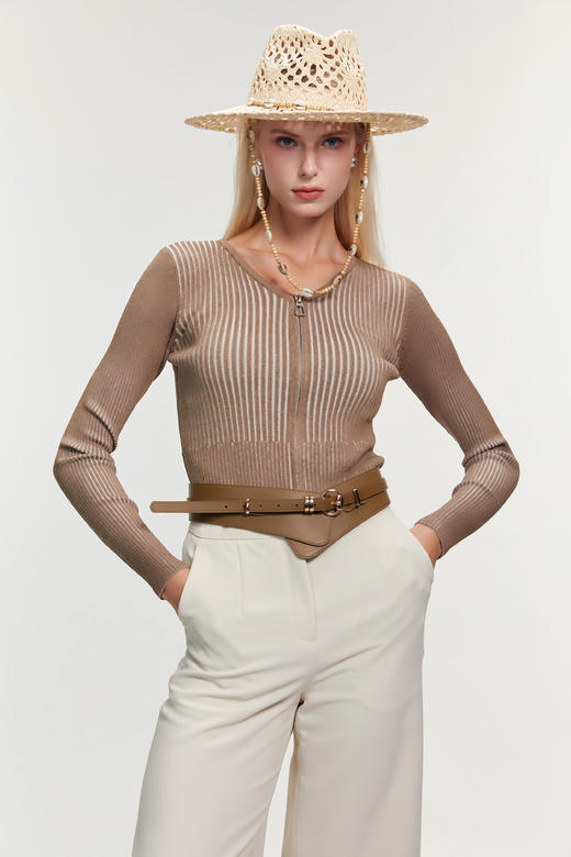 SAFICOO  休闲气质 米白色醋酸阔腿裤 商品图2