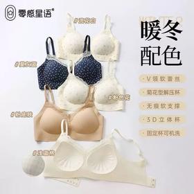 【软糯亲肤❗️高弹无痕】爆款法式碎花内衣女小胸聚拢甜美纯欲蕾丝花边无钢圈少女学生文胸。jc