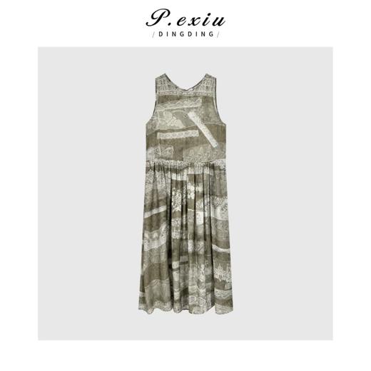 04-1潘依绣丁丁宠粉复古时髦印花背心连衣裙Q6544 商品图0