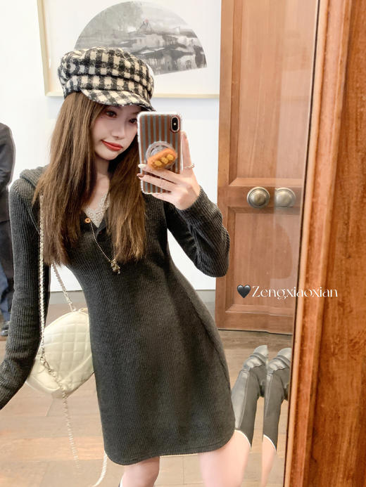 <曾小咸推荐>2.9现货秒杀 ！微信超特价！连帽蕾丝边针织连衣裙 日常229.99 立减140 秒杀89.99！！ 商品图6