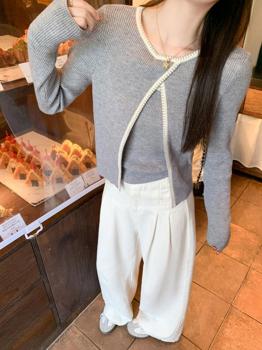 <曾小咸推荐>2.12现货秒杀 ！微信超特价！韩系撞色边针织衫套装 日常199.99 立减100 秒杀99.99！！ 商品图6