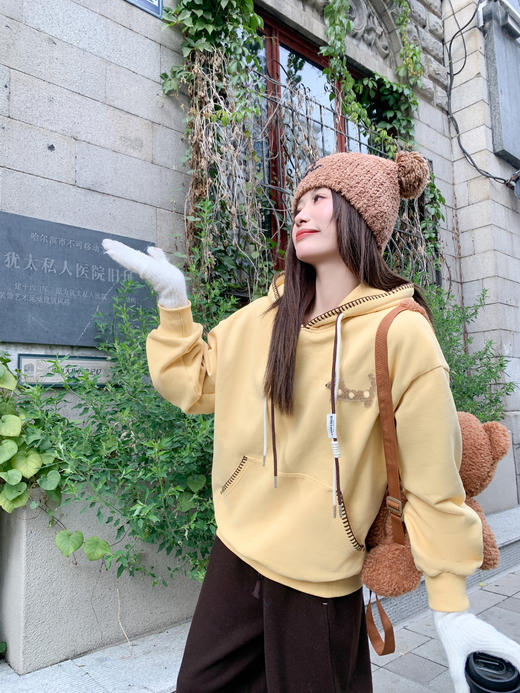 <曾小咸推荐>2.9现货秒杀 ！微信超特价！撞色边加绒连帽卫衣 日常219.99 立减130 秒杀89.99！！ 商品图6