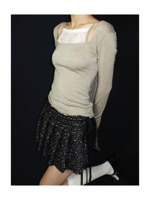 Kaiy Xiao 假面舞会 粗花呢 叠穿裙摆 商品图0