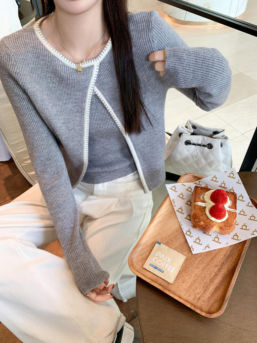 <曾小咸推荐>2.12现货秒杀 ！微信超特价！韩系撞色边针织衫套装 日常199.99 立减100 秒杀99.99！！ 商品图5