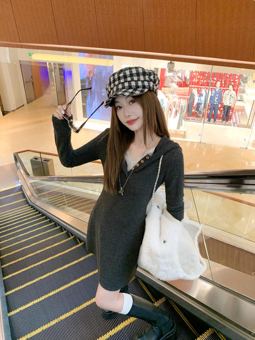 <曾小咸推荐>2.9现货秒杀 ！微信超特价！连帽蕾丝边针织连衣裙 日常229.99 立减140 秒杀89.99！！ 商品图9