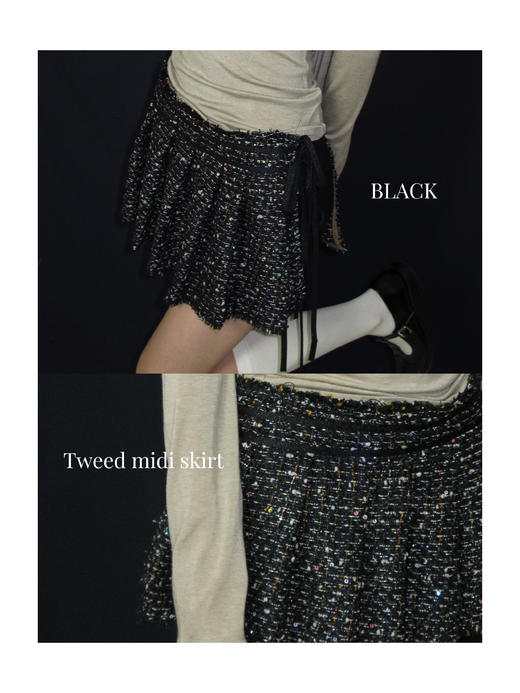 Kaiy Xiao 假面舞会 粗花呢 叠穿裙摆 商品图1