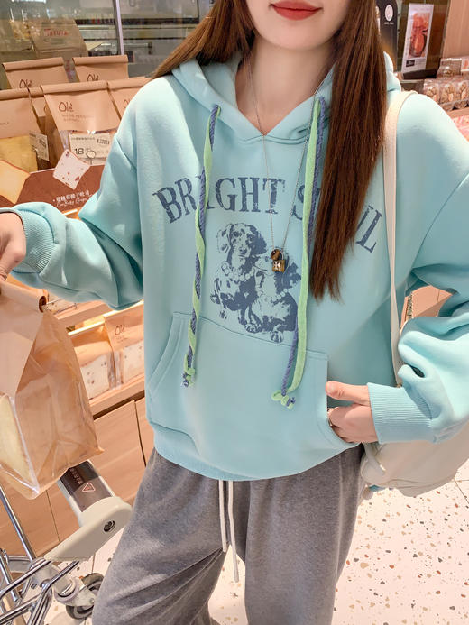 <曾小咸推荐>2.10现货秒杀 ！微信超特价！小狗印花连帽加绒卫衣 日常219.99 立减130 秒杀89.99！！ 商品图9