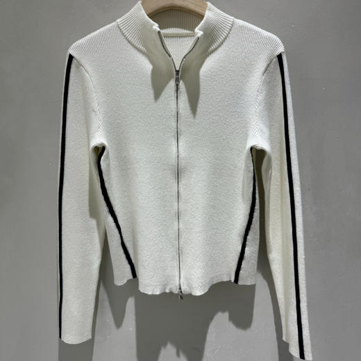 NC小高领织带小标毛织开衫50902（白）秋季253050200321 商品图3