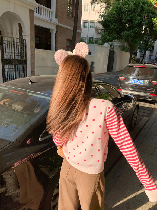 <曾小咸推荐>2.11现货秒杀 ！微信超特价！韩系撞色波点针织开衫 日常209.99 立减120 秒杀89.99！！ 商品图6