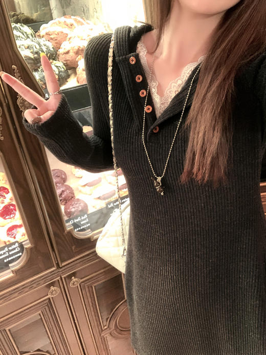 <曾小咸推荐>2.9现货秒杀 ！微信超特价！连帽蕾丝边针织连衣裙 日常229.99 立减140 秒杀89.99！！ 商品图13