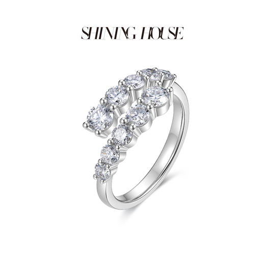 【预售】ShiningHouse[培育] 18k金钻石戒指 圆钻形1克拉钻人工真钻人造钻石K金戒指排钻戒指时尚钻石戒指悦己送礼臻选【此商品不支持7天无理由退货退款】预计3日发货 商品图2
