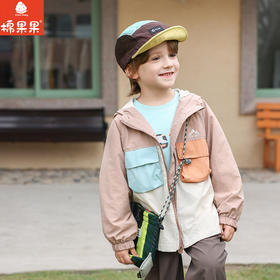 棉果果春季新品男童涤丝纺纯棉内里拼色洋气连帽风衣M112100326146