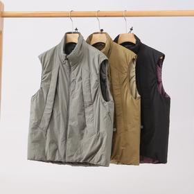 户外跑步防泼水多口袋立领工装耐磨坎肩保暖棉服马甲男女同款