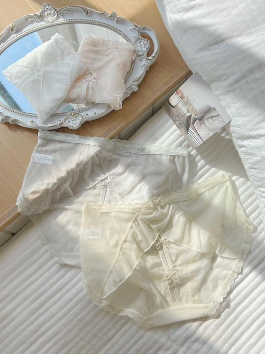 【GZ】无忧购39元3件新款纯欲丝带蝴蝶结蕾丝边内裤女镂空网纱诱惑中腰三角裤2798（截单后3-5天发货） 商品图6