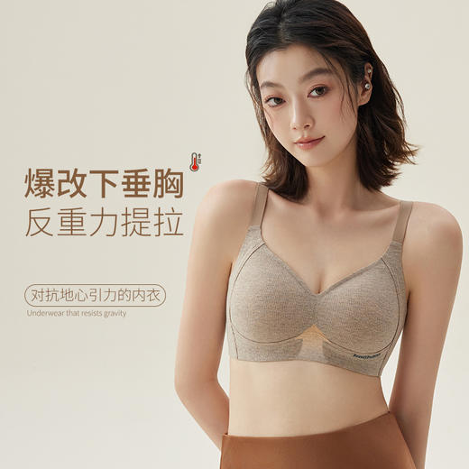 【拍1发2无痕螺纹秋冬磨毛提拉内衣】女小胸提拉聚拢无钢圈收副乳防垂文胸罩 商品图0