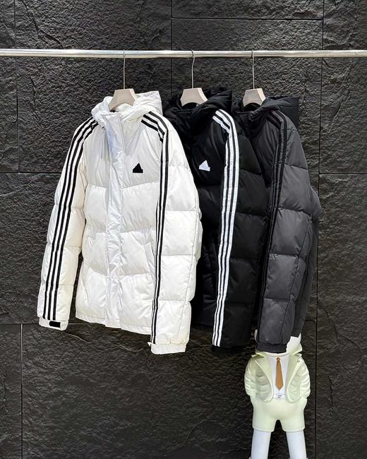 F013001冬季款三条杠连帽保暖落肩款羽绒服男女同款 商品图2