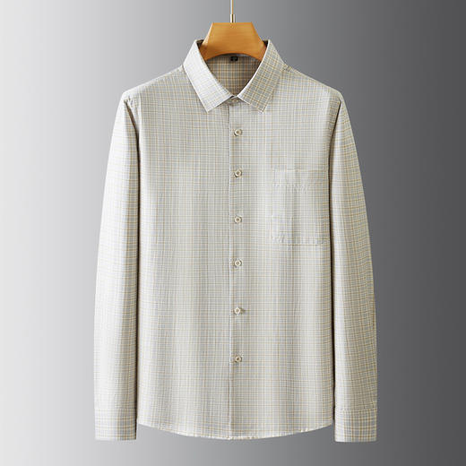 【DX】【100%棉】大依优型大码男装春秋针织纯棉长袖衬衫全棉格子衬衫翻领商务休闲长袖T恤 商品图1