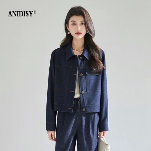 2026春装廓形显瘦翻领长袖单排扣牛仔外套 商品图3