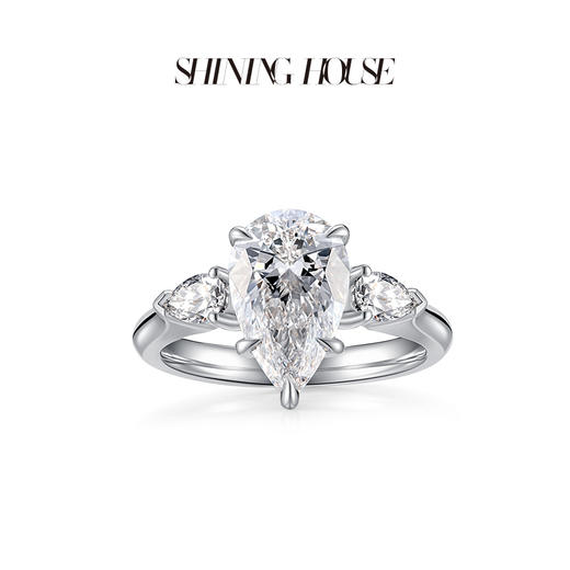 ShiningHouse[培育] 18k金钻石戒指 水滴形2克拉钻人工真钻人造钻石K金戒指时尚钻石戒指悦己送礼臻选【此商品不支持7天无理由退货退款】 商品图1