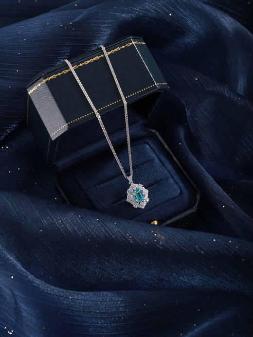 子佩集【澄境欢歌】银S925套链【PM2249-XF】项链培育宝石帕拉伊巴蓝碧玺2601 商品图3