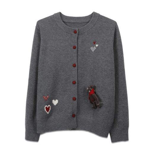 韩版爱心小熊刺绣开衫-纪念日百货门店同款169600992 商品图4