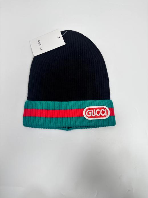 F013034冬季新款拼色彩条刺绣针织帽毛线帽冷帽 商品图1